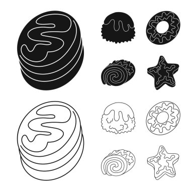 Şekerleme ve mutfak işareti yalıtılmış nesne. Şekerlemeler ve web için ürün hisse senedi simgesi.