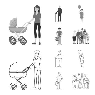 Karakter ve avatar simge vektör tasarımı. Web için karakter ve portre hisse senedi simgesi kümesi.