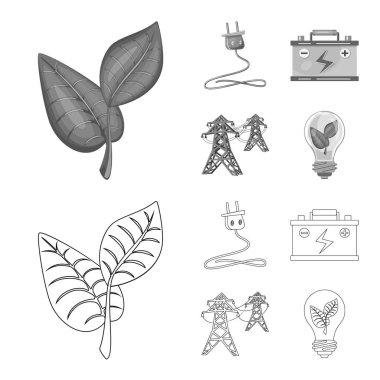 Yenilik ve teknoloji sembol yalıtılmış nesne. Dizi yenilik ve doğa hisse senedi vektör çizim.