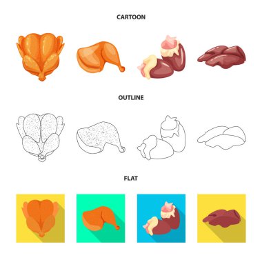 Ürün ve kümes hayvanları logo yalıtılmış nesne. Ürün ve tarım hisse senedi vektör çizim seti.