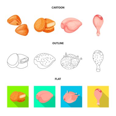 Ürün ve kümes hayvanları logo vektör tasarımı. Ürün ve tarım hisse senedi vektör çizim seti.