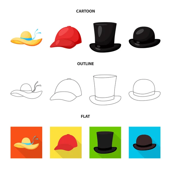 Векторная иллюстрация одежды и символа кепки. Комплект одежды и векторной иконки берета на складе . — стоковый вектор