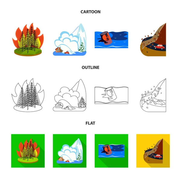 Vektorillustration des Wetter- und Notfall-Symbols. Sammlung von Wetter- und Crash-Aktiensymbolen für das Web. — Stockvektor