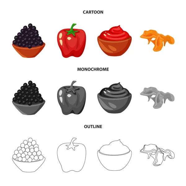 Isoliertes Geschmacksobjekt und Produkt-Ikone. Sammlung von Geschmacks- und Kochtopf-Vektor-Illustrationen. — Stockvektor