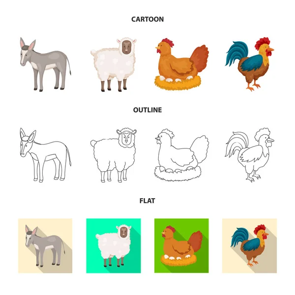 Conception vectorielle de l'élevage et symbole de la cuisine. Collecte d'illustration vectorielle de reproducteurs et de bétail biologique . — Image vectorielle