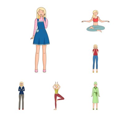 Kadın ve vücut simge vektör tasarımı. Kadın ve stil stok vektör çizim seti.