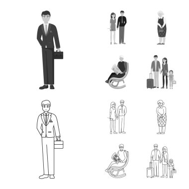 İzole işareti karakteri ve avatar nesne. Web için karakter ve portre hisse senedi simgesi kümesi.