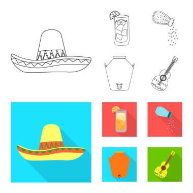 Kafe ve Latin işareti vektör çizimi. Kafe ve web için ulusal hisse senedi simgesi toplama.