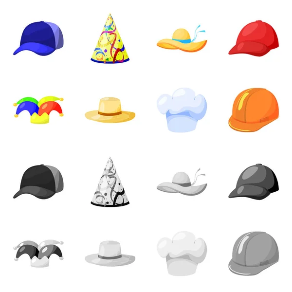 Objet isolé de vêtements et chapeau logo. Ensemble de vêtements et icône vectorielle béret pour stock . — Image vectorielle