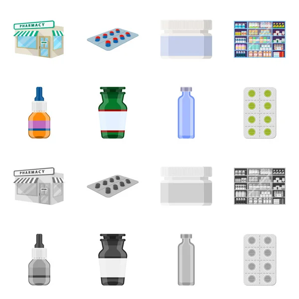 Geïsoleerde object van retail- en gezondheidszorg teken. Set van retail- en Wellness-vector pictogram voor voorraad. — Stockvector