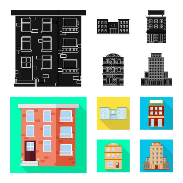 Vectorillustratie van gemeentelijke en pictogram van het centrum. Collectie van gemeentelijke en estate aandelensymbool voor web. — Stockvector