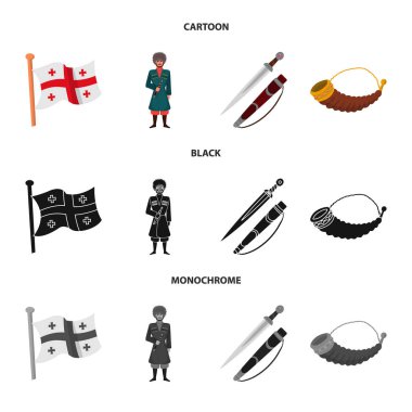 Yalıtılmış nesne kültür ve gezi işareti. Hisse senedi için kültür ve özgünlük vektör simge topluluğu.