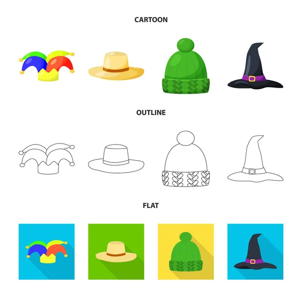 Objet isolé de vêtements et icône de casquette. Ensemble de vêtements et de béret symbole stock pour la toile . — Image vectorielle