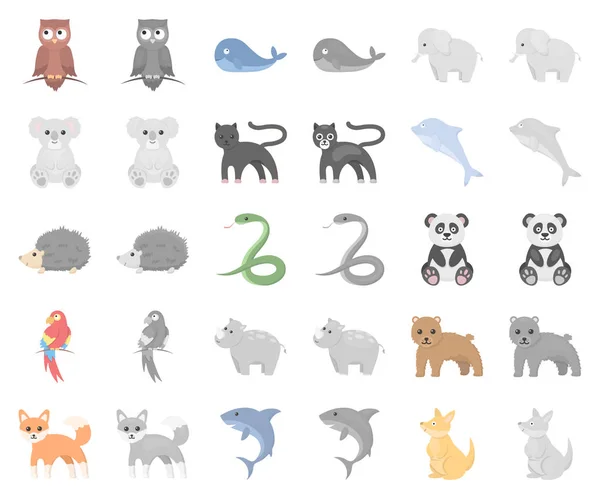 Un cartone animato animale irrealistico, icone monocromatiche in collezione set per il design. Giocattolo animali vettore simbolo stock web illustrazione . — Vettoriale Stock