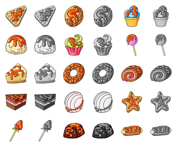 Vector design of dessert and sweet logo. Set of dessert and food vector icon for stock.