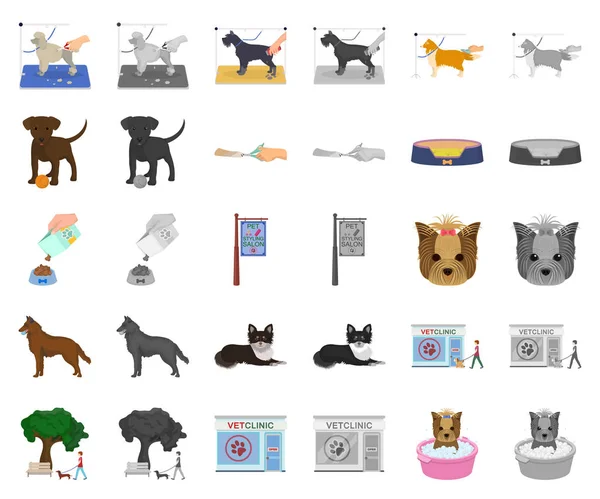 Pet cartoon, monochrom icons in set collection for design. Уход и образование векторные символы акций веб-иллюстрация . — стоковый вектор