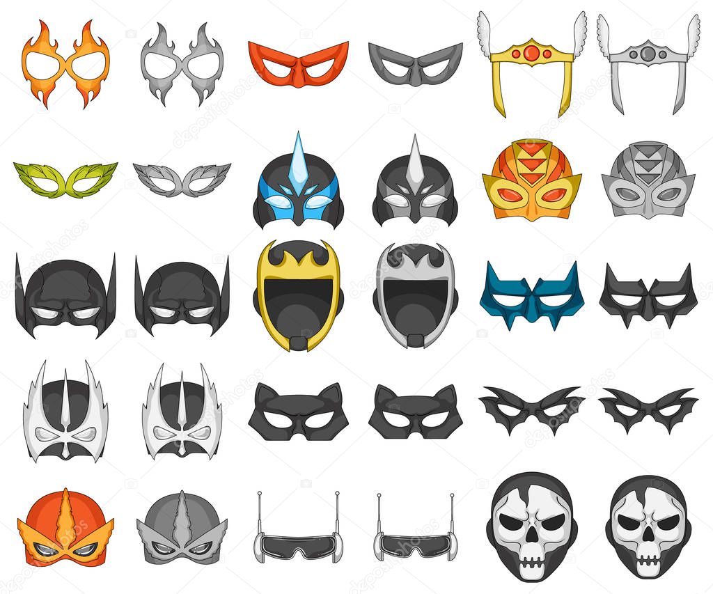 Isolated object of hero and mask sign. Collection of hero and superhero stock symbol for web.