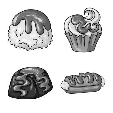 Tatlı ve karamel işareti vektör Illustration. Hisse senedi için tatlı ve mutfak vektör simge topluluğu.