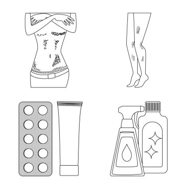 Hastalık ve sağlık simge vektör tasarımı. Hastalık ve ağrı hisse senedi vektör çizim topluluğu.