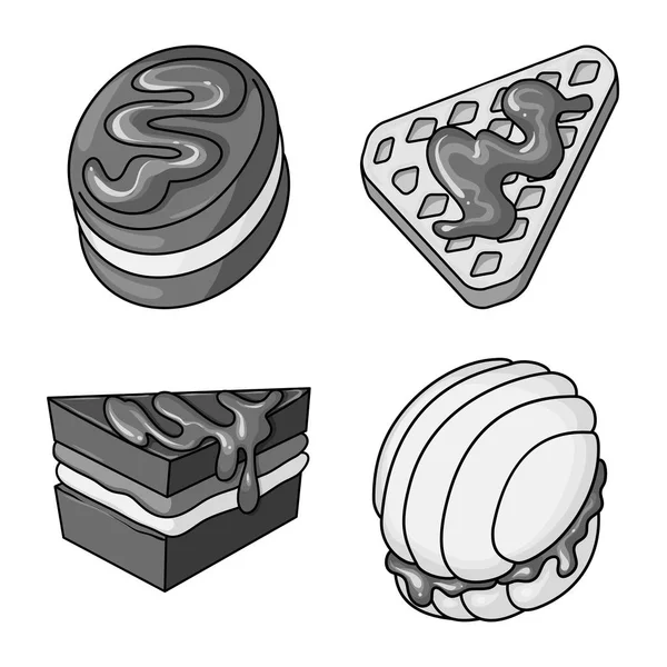 Illustration vectorielle du symbole doux et caramel. Jeu d'illustration vectorielle de bouillon sucré et culinaire . — Image vectorielle
