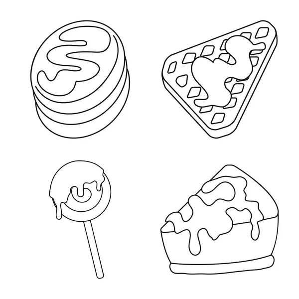 Objet isolé de symbole sucré et produit. Collection d'illustration vectorielle de bouillon doux et caramel . — Image vectorielle