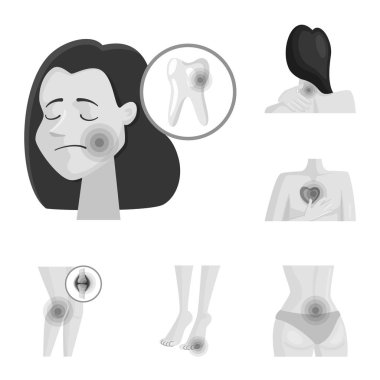 Acı ve yaralanma simge vektör tasarımı. Web için acı ve zarar hisse senedi simgesi kümesi.