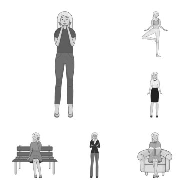 Duygu ve kadın işareti vektör Illustration. Duygular ve hisse senedi için vücut vektör simge koleksiyonu.