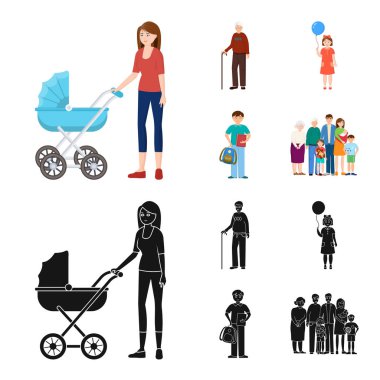 Vektör Illustration karakter ve avatar sembolü. Web için karakter ve portre hisse senedi simgesi kümesi.