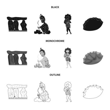 Evrim ve tarih öncesi simge vektör tasarımı. Web için evrim ve geliştirme hisse senedi simgesi kümesi.