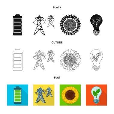 Yenilik ve teknoloji işareti izole nesne. Yenilik ve doğa hisse senedi vektör çizim koleksiyonu.