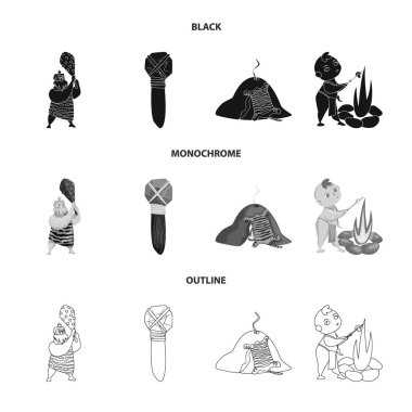 Evrim ve tarih öncesi simge vektör Illustration. Evrim ve geliştirme vektör simgesini hissenin topluluğu.