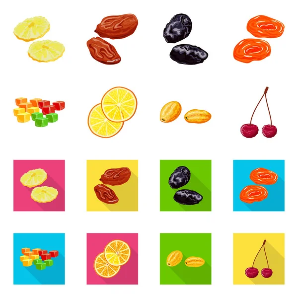 Vector ontwerp van voedsel en ruwe pictogram. Set van voedsel en natuur aandelensymbool voor web. — Stockvector