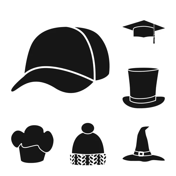 Ilustração vetorial do ícone de gorro e boina. Conjunto de símbolo de estoque beanie e napper para web . —  Vetores de Stock