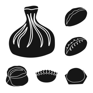 Mutfağı ve meze logosu yalıtılmış nesne. Hisse senedi için mutfak ve gıda vektör simge kümesi.