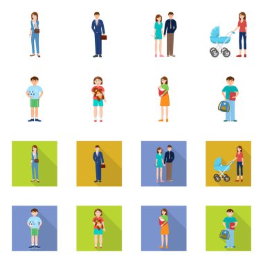 Karakter ve avatar simge vektör Illustration. Web için karakter ve portre hisse senedi simgesi kümesi.