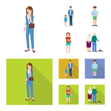 Vektör Illustration karakter ve avatar işareti. Web için karakter ve portre hisse senedi simgesi kümesi.