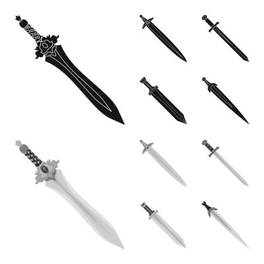 Oyun ve zırh simgesi yalıtılmış nesne. Web için oyun ve bıçak hisse senedi simgesi kümesi.