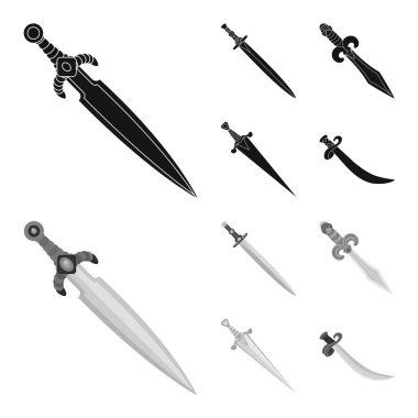 Oyun ve zırh logo vektör tasarımı. Oyun kümesi ve hisse senedi için bıçak vektör simgesi.