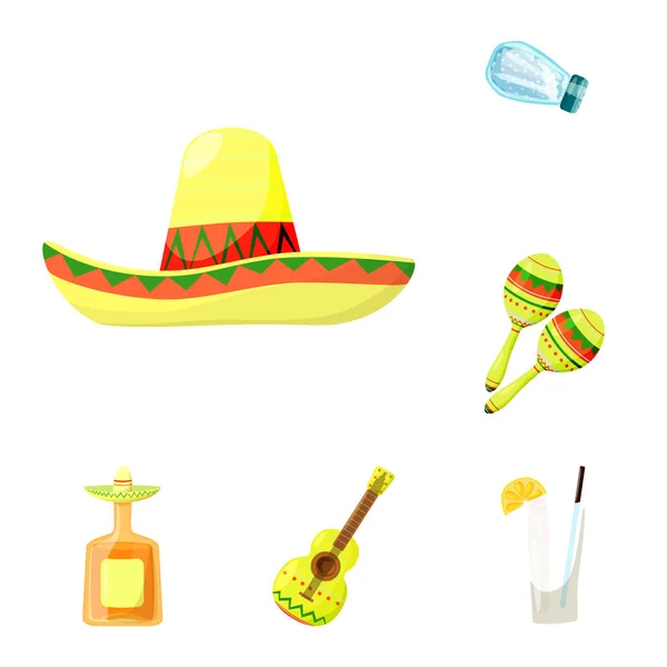 Oggetto isolato del Messico e logo tequila. Serie di Messico e fiesta stock vector illustrazione . — Vettoriale Stock