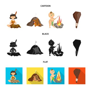 Evrim ve tarih öncesi simge vektör Illustration. Hisse senedi için evrim ve geliştirme vektör simge kümesi.