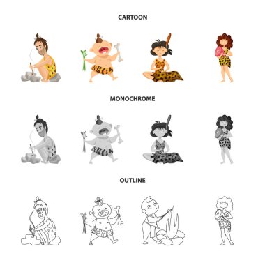 Evrim ve tarih öncesi simge vektör Illustration. Web için evrim ve geliştirme hisse senedi simgesi kümesi.
