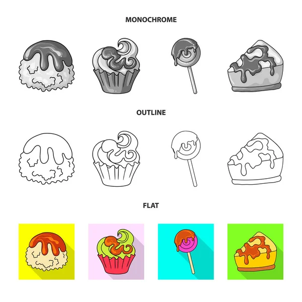 Isoliertes Objekt von Süßwaren und kulinarischem Symbol. Süsswaren- und Produktbestandsvektorillustration. — Stockvektor