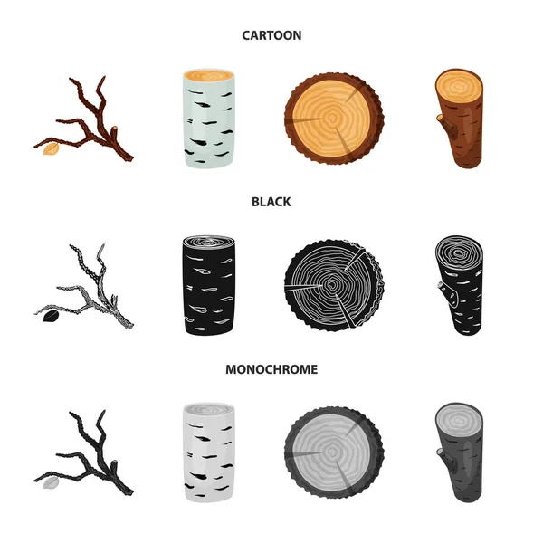 Ilustração vetorial de árvore e ícone cru. Coleção de árvore e construção ilustração vetor estoque . — Vetor de Stock