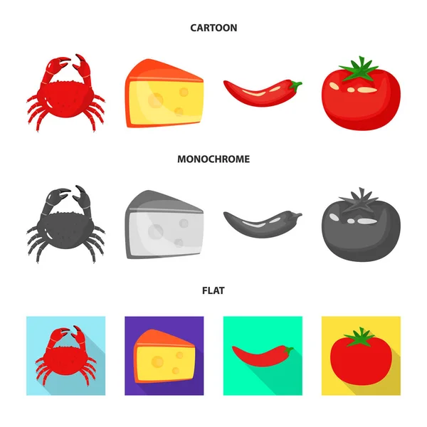 Illustration vectorielle du goût et de l'icône du produit. Collection de symbole de goût et de bouillon de cuisson pour toile . — Image vectorielle