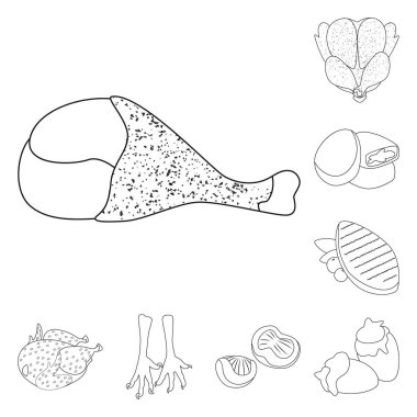 Gıda ve ızgara işareti vektör tasarımı. Gıda kümesi ve hisse senedi için kuş vektör simgesi.