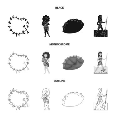 Evrim ve tarih öncesi simge vektör tasarımı. Evrim ve geliştirme hisse senedi vektör çizim seti.