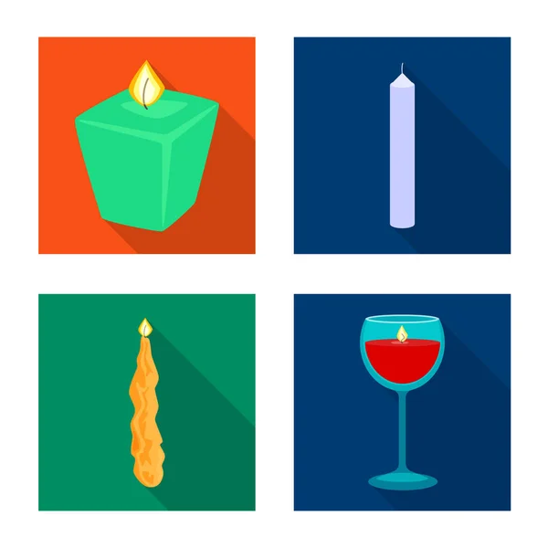 Ilustración vectorial de la luz de las velas y el icono de decoración. Colección de la luz de las velas y el icono del vector de llama para la acción . — Archivo Imágenes Vectoriales