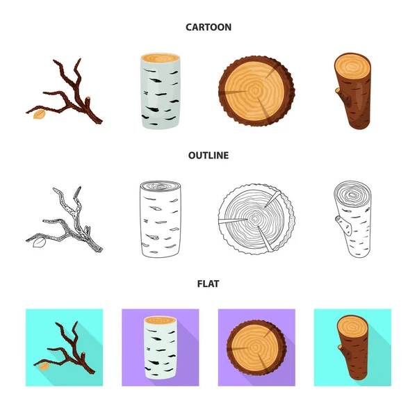 Ilustración vectorial de árbol y símbolo crudo. Conjunto de árbol y icono de vector de construcción para stock . — Archivo Imágenes Vectoriales