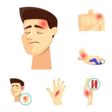 Ağrı ve hastalık simge vektör Illustration. Ağrı ve yaralanma hisse senedi vektör çizim topluluğu.