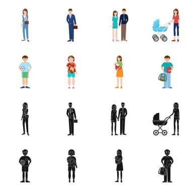 Vektör Illustration karakter ve avatar sembolü. Karakter ve portre hisse senedi simgesi için web topluluğu.